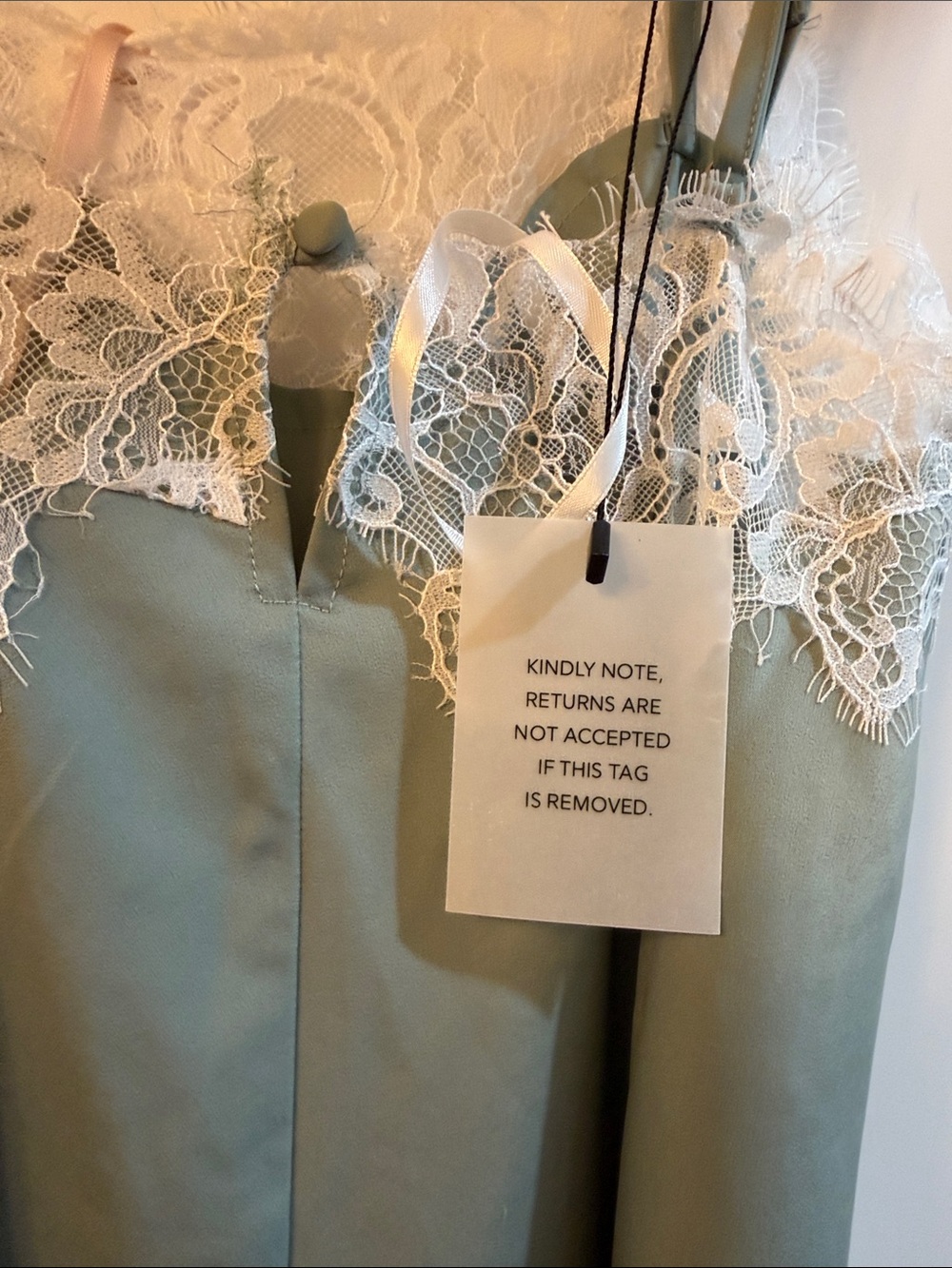 Delicate Lace-Trim Mini Slip Dress in Mint - Picture 10 of 14